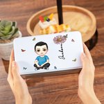 Personalizado de dibujos animados de nacimiento de flores de calidad alimentaria de caramelo galleta galleta de almacenamiento de estaño con el nombre del Festival de Fiesta de Favores de regalo para 