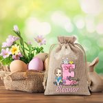 Sac à friandises personnalisé en toile de jute avec nom Cadeau de Pâques pour les enfants 2