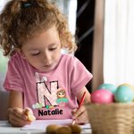 Oeuf de Pâques Personnalisé Oreilles de lapin Personnalisé 100% coton T-shirt enfant avec nom Cadeau de Pâques pour Garçons Filles