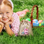 Sac à friandises personnalisé en toile de jute avec nom Cadeau de Pâques pour les enfants 5