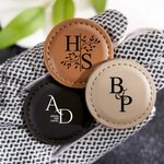 Personalisierte Monogramm magnetische Leder Golf Ball Marker mit Initiale und Name Satz von 2 Golf Zubehör Geburtstag Sport Geschenk für Golfspieler