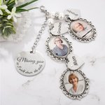 Henkilökohtainen Lace Oval Photo Bouquet Charm sydämen kaiverrettu riipus Memorial häät lahja morsian