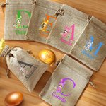 Sac à friandises en toile de jute réutilisable avec initiales et nom Cadeau de Pâques pour enfants 4