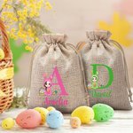 Sac à friandises en toile de jute réutilisable avec initiales et nom Cadeau de Pâques pour enfants 1