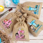Sac à friandises personnalisé en toile de jute avec nom Cadeau de Pâques pour les enfants 4