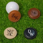 Personalisierte Monogramm magnetische Leder Golf Ball Marker mit Initiale und Name Satz von 2 Golf Zubehör Geburtstag Sport Geschenk für Golfspieler