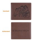 Gepersonaliseerde Vouwbare Heren PU Leren Portemonnee met Gegraveerde Tekst en Foto Vaderdag Jubileum Verjaardag Cadeau voor Hem
