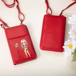 Personalised Fashion Cartoon Character Birth Flower Leather Portable Crossbody Bag Wallet with Zodiac Sign and Name Birthday Gift for Women Girl