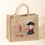 Sac en toile de jute personnalisé avec nom Graduate Horoscope Birth Flower Graduation Birthday Gift for Women
