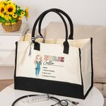 Personalized Cartoon Medical Character Canvas Waterproof Lining Tote Bag with Name and Noun Medical Day Birthday Appreciation Gift for Nurse Doctor