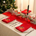 Personalisierte Weihnachtsglocke Holly 100% Baumwolle wiederverwendbare quadratische Serviette mit Namen Tischdekoration Weihnachten Housewarming Geschenk für Familie