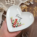 Cadeau de naissance en céramique en forme de coeur avec nom, anniversaire, mariage, décoration d'intérieur pour femmes, demoiselles d'honneur, etc.