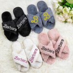 Pantofole morbide e soffici personalizzate con nome glitterato regalo di Natale per addio al nubilato pensiero unico per amiche