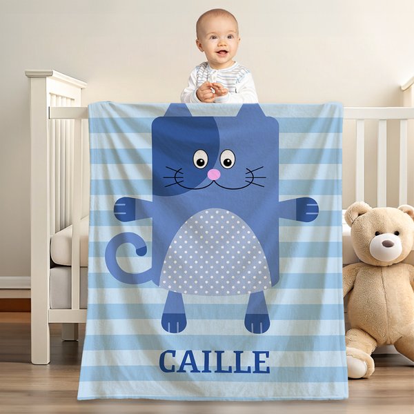 Henkilökohtainen Söpö Koira Kissa Pöllö Pöllö Apina Eläin raita Pehmeä heittää peitto nimi Nursery Decor Housewarming Baby Shower lahja vastasyntyneille Lapset