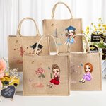 Sac en toile de jute personnalisé avec nom Graduate Horoscope Birth Flower Graduation Birthday Gift for Women
