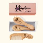 Personalized Baby Wooden Brush and Comb Set with Baby Pacifier Clip and Blanket Baby Shower Gift for Newborn