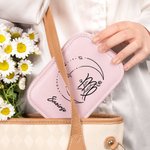 Personalized Zodiac Birth Flower Leather Name Jewelry Box with Adjustable LED Makeup Mirror Travel Essentials Birthday Gift for Women Girls