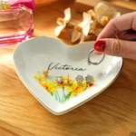 Cadeau de naissance en céramique en forme de coeur avec nom, anniversaire, mariage, décoration d'intérieur pour femmes, demoiselles d'honneur, etc.