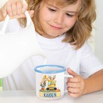 Personalised Cute Bunny Excavator Design 12oz Enamel Mug with Name Easter Party Birthday Gift for Kids