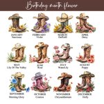 Gobelet 300 ml Personnalisé avec Fleur de Naissance et Nom Style de Chapeau Western Cowgirl Boots Cadeau Fête de Mariage Anniversaire pour Femme