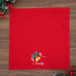 Personalisierte Weihnachtsglocke Holly 100% Baumwolle wiederverwendbare quadratische Serviette mit Namen Tischdekoration Weihnachten Housewarming Geschenk für Familie
