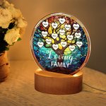 Gepersonaliseerd LED-nachtlampje in glas-in-loodstijl met 2-16 hartnamen en houten voet Home Decor Verjaardag Moederdagcadeau voor familie
