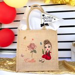 Sac en toile de jute personnalisé avec nom Graduate Horoscope Birth Flower Graduation Birthday Gift for Women
