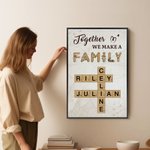 Poster de mots croisés personnalisé sans cadre Peinture encadrée avec nom Cadeau de pendaison de crémaillère pour les membres de la famille