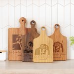 Gepersonaliseerd Gegraveerd Foto Tekst Datum Houten Bamboe Omkeerbare Kaas Charcuterie Snijplank met Handvat Huiswarming Jubileum Cadeau voor Familie