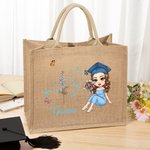 Sac en toile de jute personnalisé avec nom Graduate Horoscope Birth Flower Graduation Birthday Gift for Women