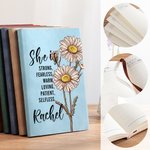 Personalized She Is Strong Birth Flower A6 Notebook with Name and 200 Lined Pages Positive Affirmation Birthday Mother's Day Gift for Women