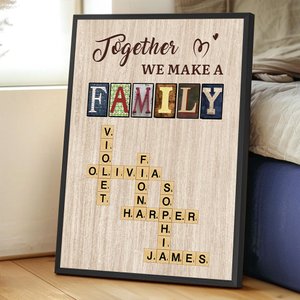 Personalized Together We Make A Family Crossword Art Poster Frameless Framed Painting with Name Home Decor Housewarming Gift for Family Members
