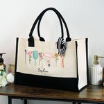 Personalisierte Blume Haartrockner Hair Stylist Tools Canvas Tragetasche mit Namen Geburtstag Geschenk für Friseur Hairstylist