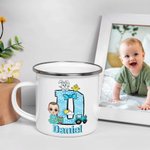 Personalisierte Cartoon-Charakter Hase Küken Bow Initial 12oz Emaille Becher mit Namen Ostern Party Geschenk für Kinder