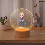 Spersonalizowana akrylowa lampka nocna LED z gwiazdami zodiaku z drewnianą podstawą Dekoracja domu Prezent urodzinowy dla chłopców i dziewczynek