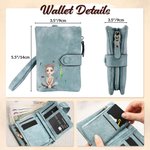 Gepersonaliseerde 3D Cartoon Girl Tri-Fold PU lederen polsbandje portemonnee met geboorte bloem en naam verjaardag verjaardagscadeau voor vrouwen meisjes