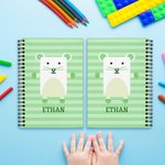 Personalized Cute Cartoon Dog Cat Animal A5 Spiral Stripes Notebook with 120 Lined Pages and Name Birthday Back to School Gift for Kids