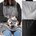 Bordado Personalizado Nombre Wearable Ajustable Gato Cuddling Delantal Gato Carrier con agujeros y bolsillo Cuidado de mascotas Regalo de cumpleaños para los dueños de gatos