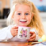 Personalisierte Cartoon-Charakter Hase Küken Bow Initial 12oz Emaille Becher mit Namen Ostern Party Geschenk für Kinder