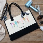 Personalisierte Blume Haartrockner Hair Stylist Tools Canvas Tragetasche mit Namen Geburtstag Geschenk für Friseur Hairstylist