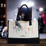 Personalisierte Blume Haartrockner Hair Stylist Tools Canvas Tragetasche mit Namen Geburtstag Geschenk für Friseur Hairstylist