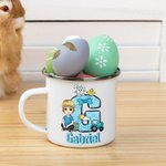 Personalisierte Cartoon-Charakter Hase Küken Bow Initial 12oz Emaille Becher mit Namen Ostern Party Geschenk für Kinder