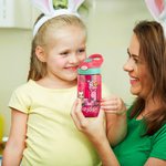 Personalisierte Cartoon-Figur Trinkflasche mit Initiale Hase Henkel und Strohhalm 475 ml Ostern Schulanfang Geschenk für Kinder Junge Mädchen