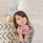 Personalisierte Cartoon-Charakter Hase Küken Bow Initial 12oz Emaille Becher mit Namen Ostern Party Geschenk für Kinder