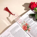 Marca páginas acrílico personalizado con nombre, fecha y borla Cumpleaños Aniversario Regalo de lectura para bibliotecaria amante de los libros