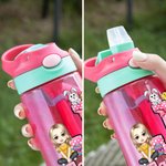 Personalisierte Cartoon-Figur Trinkflasche mit Initiale Hase Henkel und Strohhalm 475 ml Ostern Schulanfang Geschenk für Kinder Junge Mädchen
