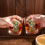 Personalised Lucky Shamrock Highland Cow 10oz Whiskey Glass with Name and Text Happy St. Patrick's Day Home Kitchen Accessories Gift for Family