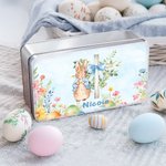 Personalisierte bunte Blumen Ostereier Peter Rabbit Lebensmittelqualität Keksdose mit Namen Ostern Party Lagerung Zubehör Geschenk für Jungen Mädchen