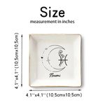 Personlig keramisk konstellation Zodiac Flower Sign Square Trinket Smyckesskål med namn Födelsedagsbröllopsgåva för kvinnor