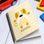 Personalized Cute Cartoon Dog Cat Animal A5 Spiral Stripes Notebook with 120 Lined Pages and Name Birthday Back to School Gift for Kids